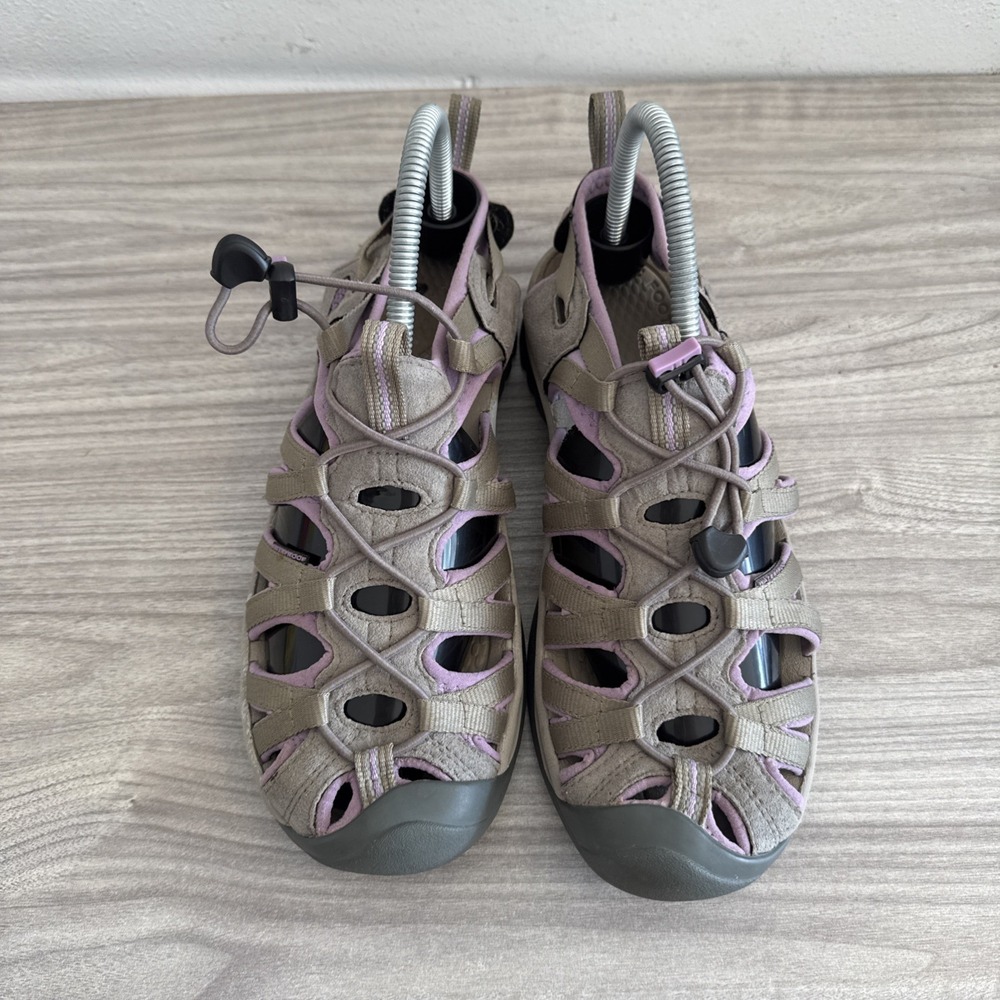 KEEN Whisper Womens  Size 9 Tan Gray Purple Bungee Sport Outdoor Shoes Sandals - Picture 4 of 11